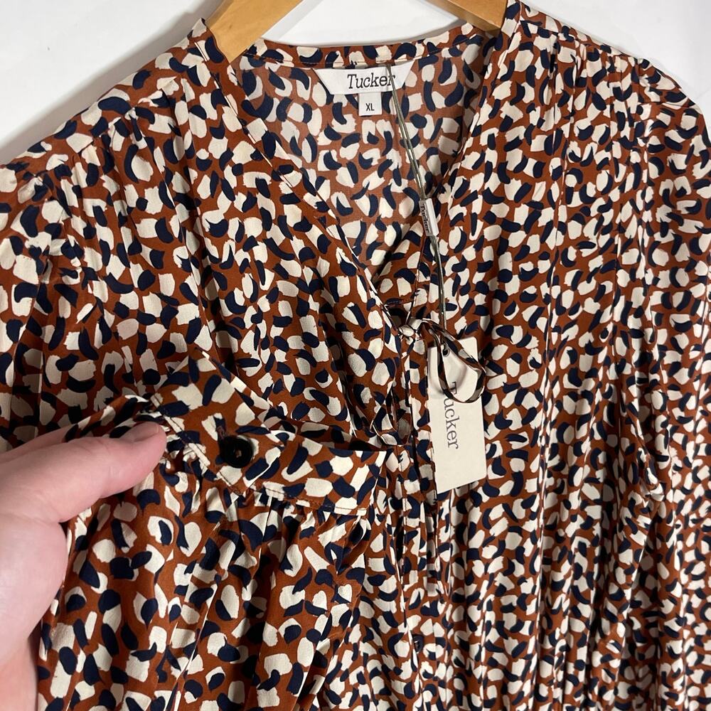 NWT TUCKER Women’s Silk Juliette Dress in Cinnamon Spots size XL - Picture 5 of 8